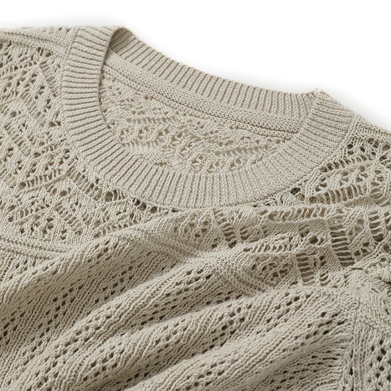 textured short sleeve sweater-2
